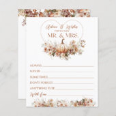 秋の愛のパンプキンワイルドフラワーブライダルシャワーウィッシュ (正面/裏面)