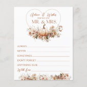 秋の愛のパンプキンワイルドフラワーブライダルシャワーウィッシュ (正面)