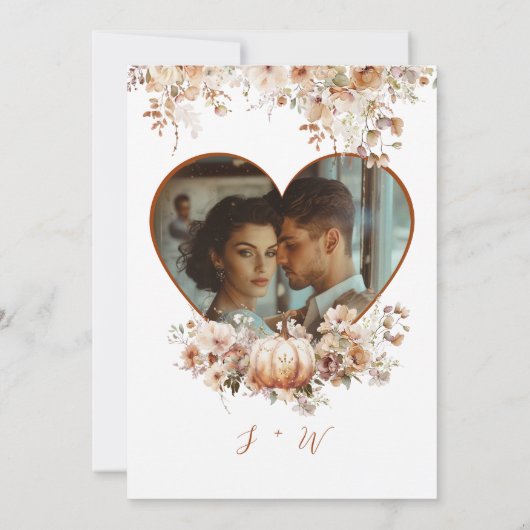 秋の愛のフローラカボチャの写真を聞結婚く 招待状 (裏面)