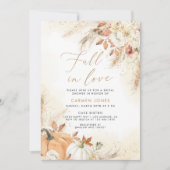 秋の愛のブライダルシャワー招待状、パンプキン 招待状 (正面)