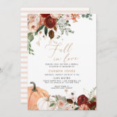 秋の愛のブライダルシャワー招待状、パンプキン 招待状 (正面/裏面)