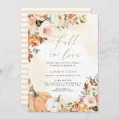 秋の愛のブライダルシャワー招待状、パンプキン 招待状 (正面/裏面)