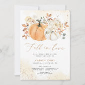 秋の愛のブライダルシャワー招待状、パンプキン 招待状 (正面)