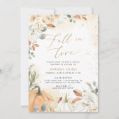 秋の愛のブライダルシャワー招待状、パンプキン 招待状 (正面)