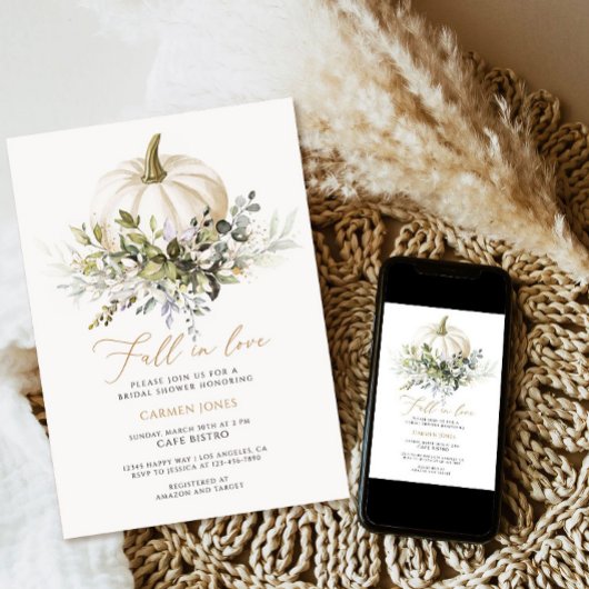 秋の愛のブライダルシャワー招待状、パンプキン 招待状