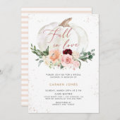 秋の愛のブライダルシャワー招待，フローラ 招待状 (正面/裏面)