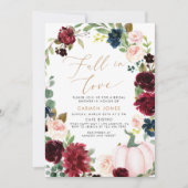 秋の愛のブライダルシャワー招待，フローラ 招待状 (正面)