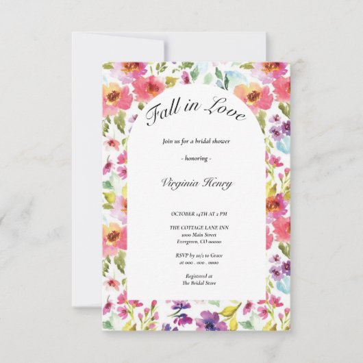 秋の愛のブライダルシャワー、白いカボチャの燃えたora 招待状 (正面)