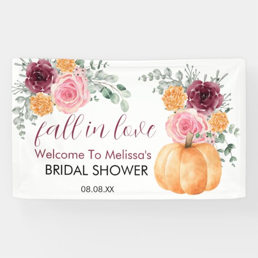 秋の愛のブルゴーニュピンクブライダルシャワー歓迎 横断幕 (横)