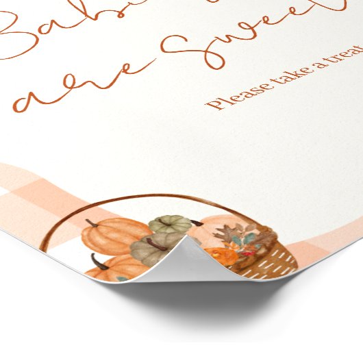 秋の愛のベビーは甘い赤ちゃんシャワーのサイン ポスター (角)