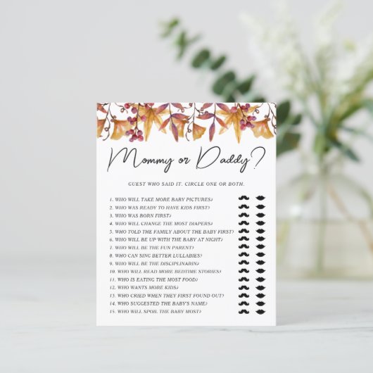 秋の愛のママまたはパパの赤ちゃんシャワーゲーム (スタンド正面)