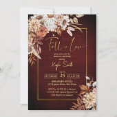 秋の愛の乾燥した茶色のバラブライダルシャワー 招待状 (正面)