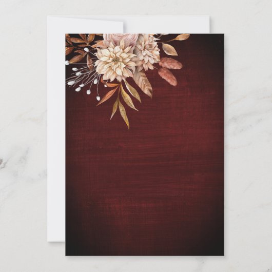 秋の愛の乾燥した茶色のバラブライダルシャワー 招待状 (裏面)