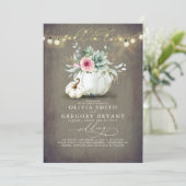 秋の愛の吸汁性のパンプキンピンク素朴ズ結婚の 招待状 (スタンド正面)