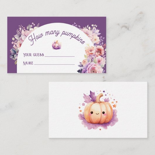 秋の愛の推測かぼちゃの赤ちゃんシャワーの数 エンクロージャーカード (正面/裏面)