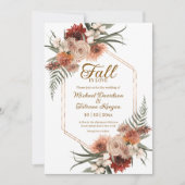 秋の愛の水の色の花の秋結婚の 招待状 (正面)