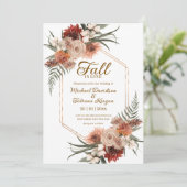 秋の愛の水の色の花の秋結婚の 招待状 (スタンド正面)