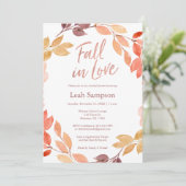 秋の愛の水の色の葉ブライダルシャワー 招待状 (スタンド正面)