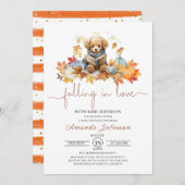 秋の愛の水の色ベビーシャワー 招待状 (正面/裏面)