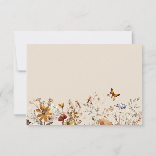 秋の愛の水色ワイルドフラワーベビーシャワー サンキューカード (裏面)