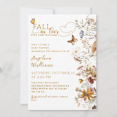 秋の愛の水色ワイルドフラワーベビーシャワー 招待状 (正面)
