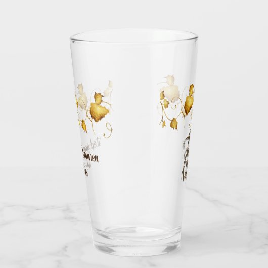 秋の愛の秋結婚の名前と日付 タンブラーグラス (右)