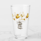 秋の愛の秋結婚の名前と日付 タンブラーグラス (正面)