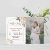 秋の愛の赤ちゃんシャワーさび花カボチャ 招待状 (スタンド正面)