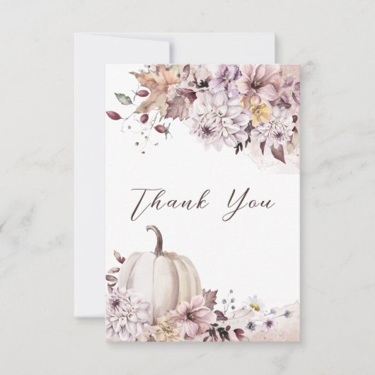 秋の愛の赤ちゃんシャワーの葉カボチャあなた感謝していを発見 サンキューカード (正面)