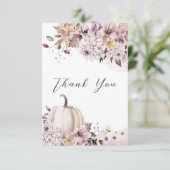 秋の愛の赤ちゃんシャワーの葉カボチャあなた感謝していを発見 サンキューカード (スタンド正面)