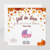 秋の愛の赤ちゃんシャワーカード、リトルギールカボチャ 招待状 (正面/裏面)