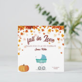 秋の愛の赤ちゃんシャワーカード、小さな男の子カボチャ 招待状 (スタンド正面)