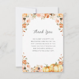 秋の愛の赤ちゃんシャワー感謝していユー サンキューカード