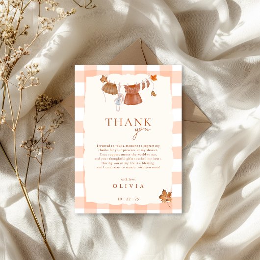 秋の愛の赤ちゃんシャワー サンキューカード