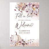 秋の愛の赤ちゃんシャワーbohoパステル歓迎サイン ポスター (正面)