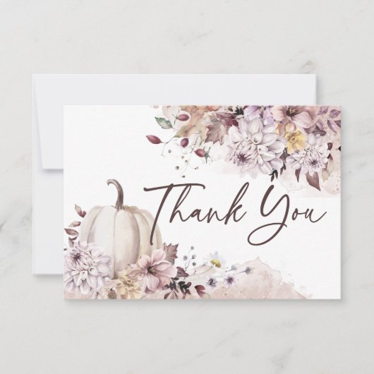 秋の愛の赤ちゃんシャワーboho pumpkin 感謝してい you サンキューカード (正面)