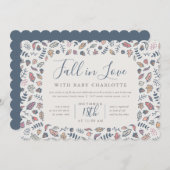 秋の愛の赤ちゃんシャワーsipと参照 招待状 (正面/裏面)