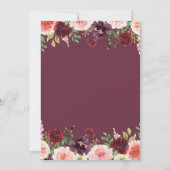 秋の愛の赤面バーガンディフローラベビーシャワー 招待状 (裏面)