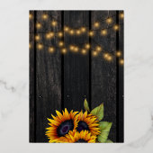 秋の愛ひまわり素朴な結婚金ゴールドスクリプト 箔招待状 (裏面)