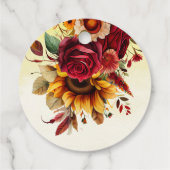 秋の愛ブルゴーニュバラひまわり感謝していあなた フェイバータグ (裏面)