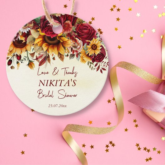 秋の愛ブルゴーニュバラひまわり感謝していあなた フェイバータグ