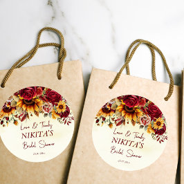 秋の愛ブルゴーニュバラひまわり感謝していあなた ラウンドシール