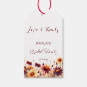 秋の愛ブルゴーニュdahliasブライダルシャワーの好意 ギフトタグ (正面)