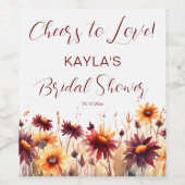 秋の愛ブルゴーニュdahliasブライダルシャワーの好意 ワインラベル (シングルラベル)