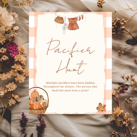 秋の愛ベビーシャワーおしゃぶり狩りサイン ポスター