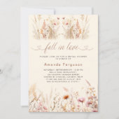 秋の愛ワイルドフラワーベージュボホブライダルシャワー 招待状 (正面)