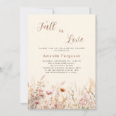 秋の愛ワイルドフラワーベージュボホブライダルシャワー 招待状 (正面)