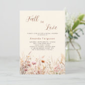 秋の愛ワイルドフラワーベージュボホブライダルシャワー 招待状 (スタンド正面)