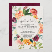 秋の愛素朴フローラ葉ブライダルシャワー