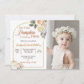 秋の愛2nd誕生日さび花かぼちゃ 招待状 (正面)